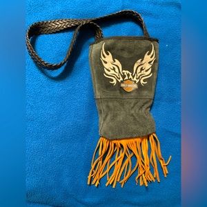 Black Suede Bag with Fringe